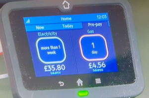 Smart energy meter showing fuel poverty